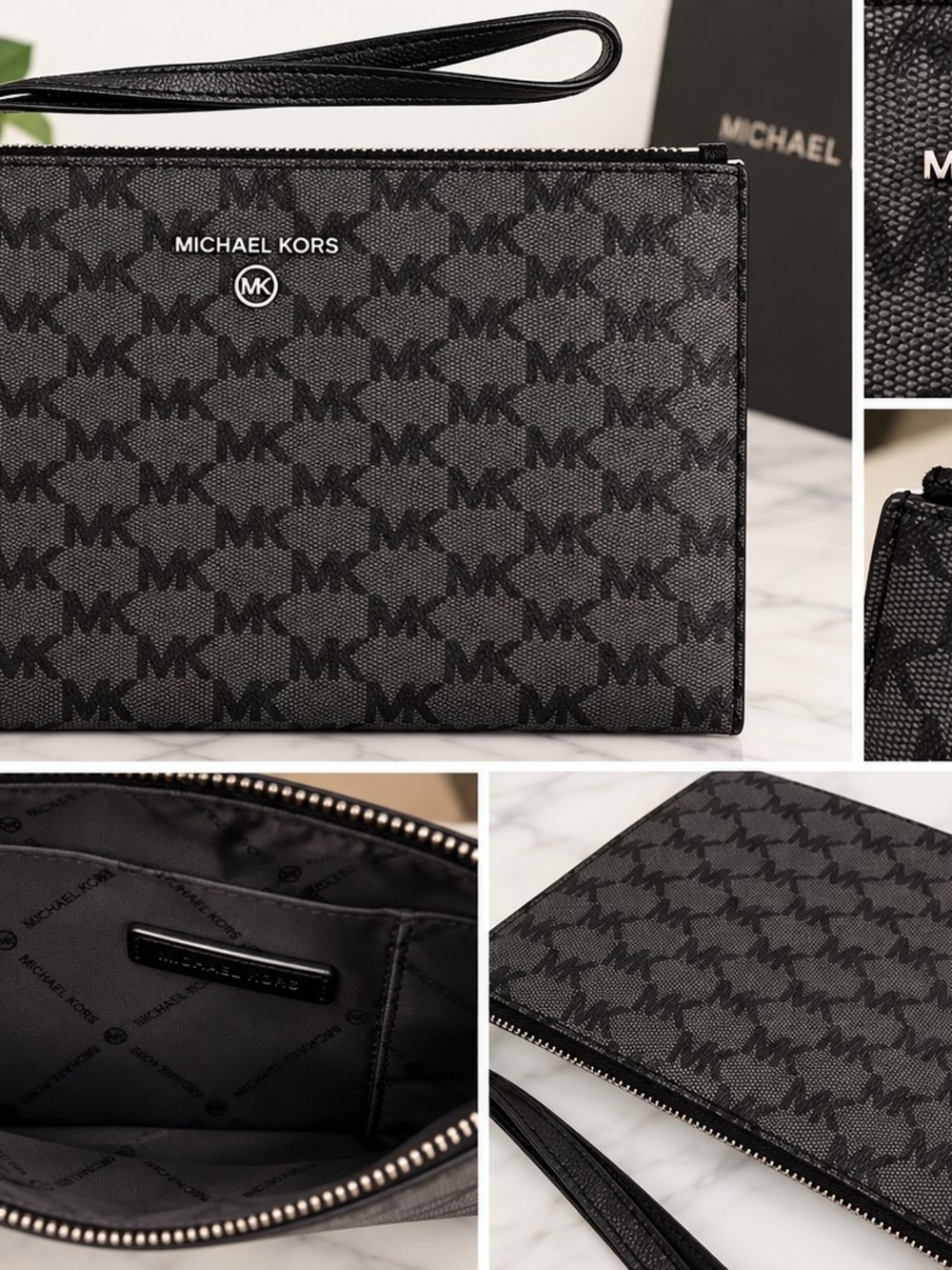 Michael Kors Black MK Monogram Wristlet
